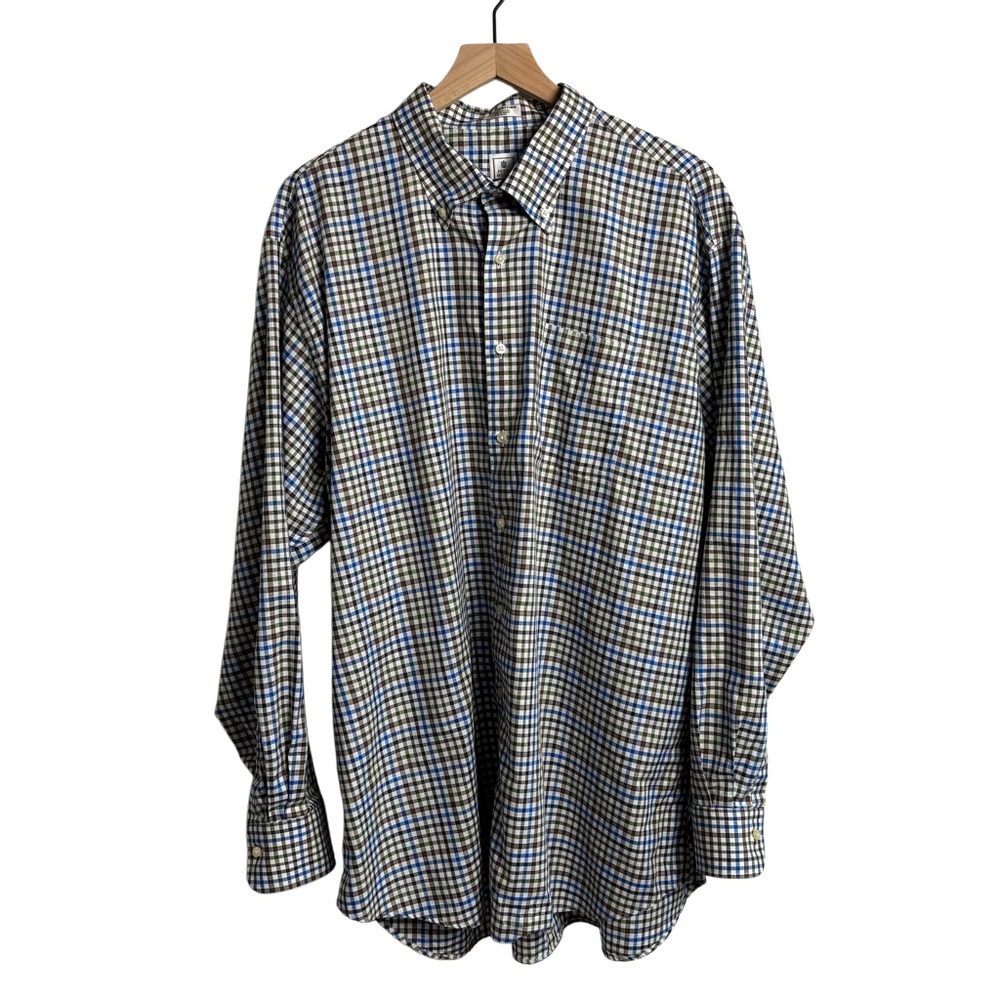 Peter Millar Dress Shirt Mens Size‎ XXL Gingham Plaid Long Sleeve Button Down